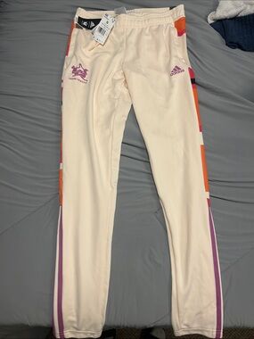 adidas Cream Track Pants with Pink & Purple Accents